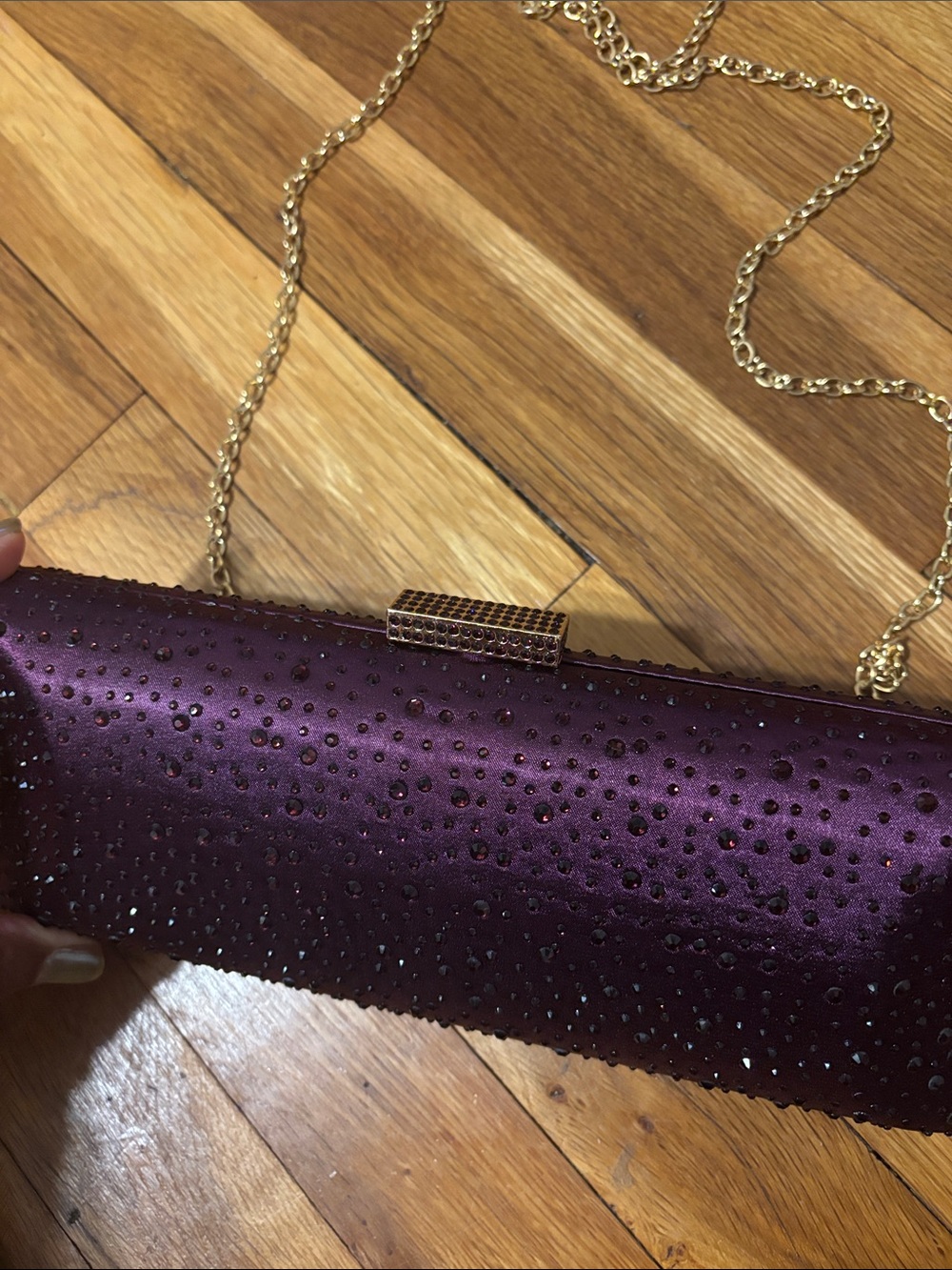 Purple Clutch Crossbody Evening Purse Bag - Picture 3 of 8